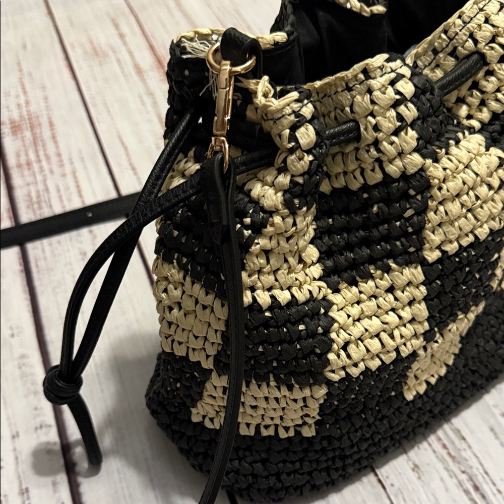 Universal Thread Straw Checkered Woven Drawstring… - image 4